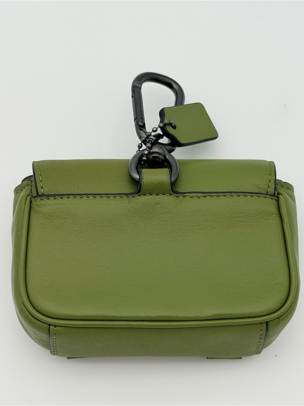 Coach Mirco Track Fob Green Leather Mini Belt Pouch with Carabiner Hangtag C9981 - Picture 6 of 13